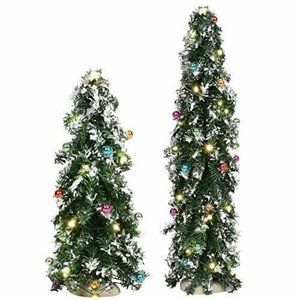 New Festive Mountain Pines Lit Trees (Set of 2)